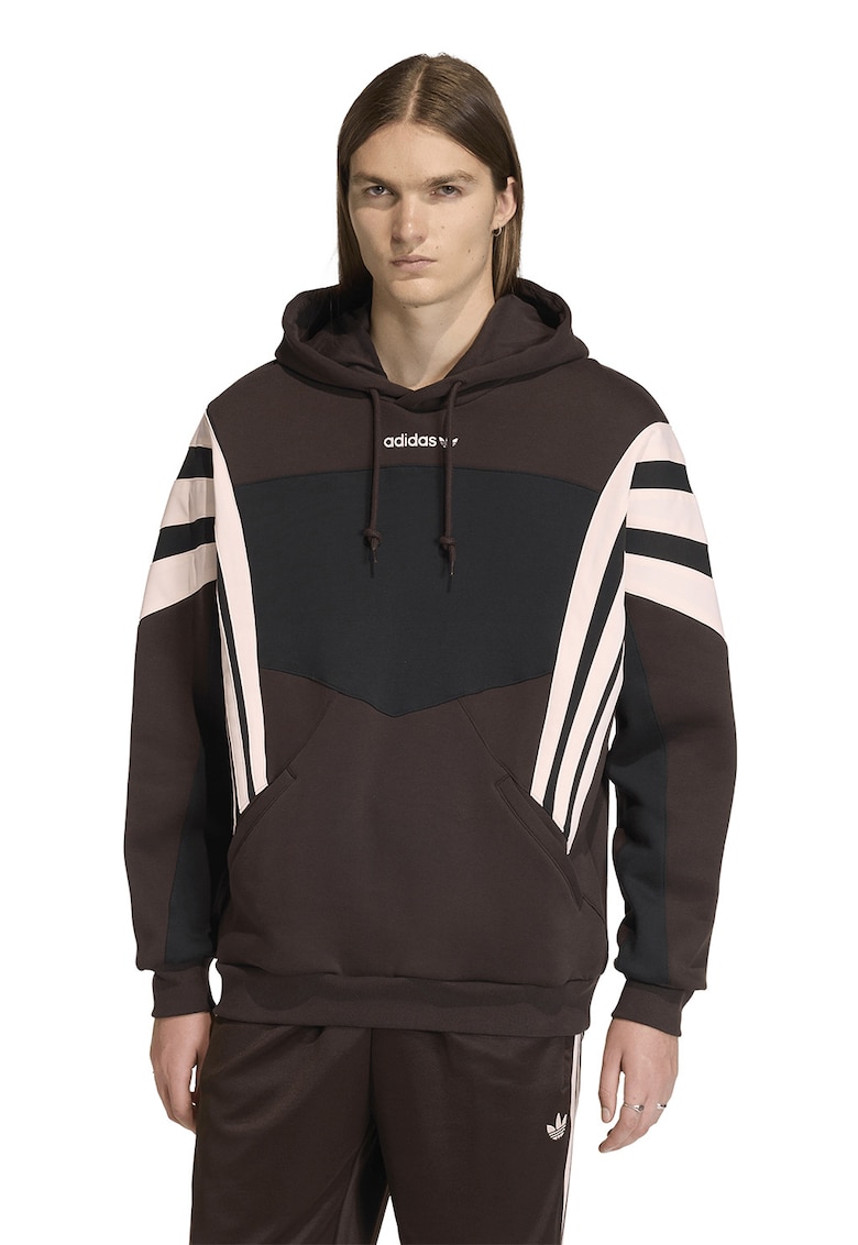 Hanorac cu buzunare kangaroo Santiago - Maro inchis/Alb fildes/Negru