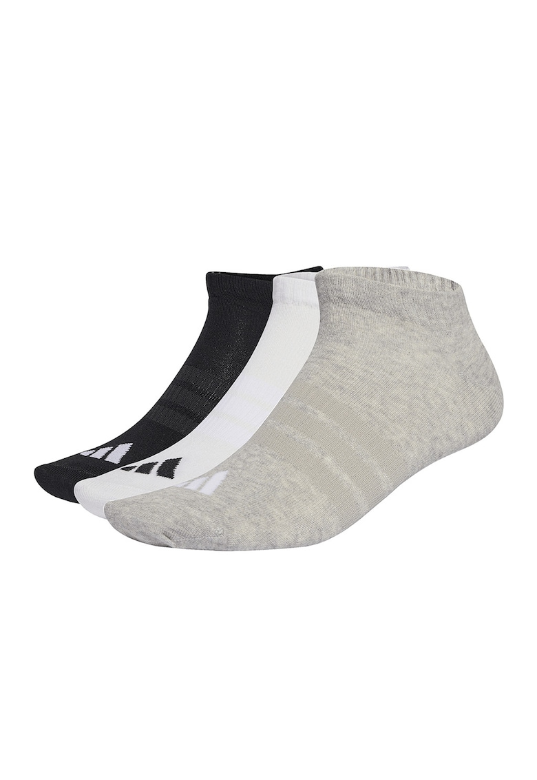 Set de sosete unisex pana la glezna Essentials - 3 perechi - Negru/Gri deschis melange
