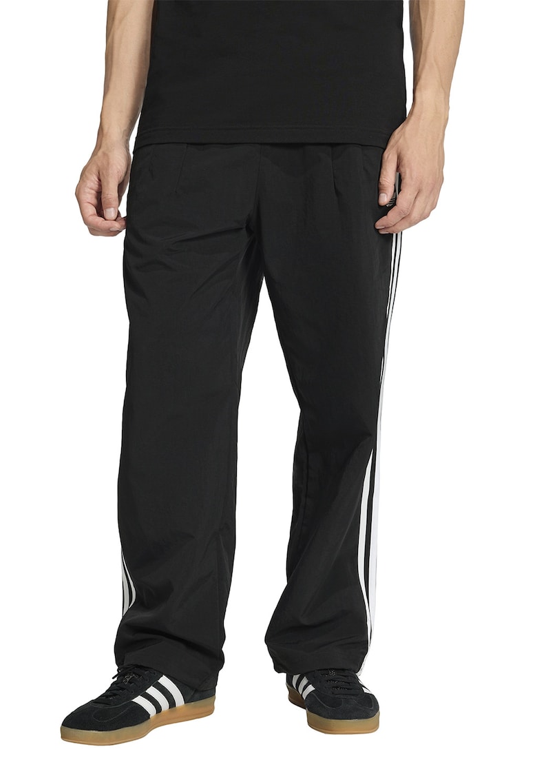 Pantaloni de trening lejeri cu 3 dungi si buzunare laterale - Alb/Negru