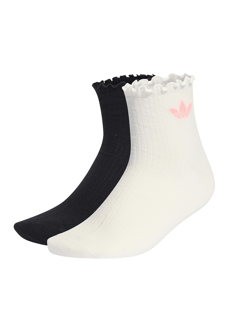 Set de sosete scurte unisex Liberty - 2 perechi - Alb fildes/Negru