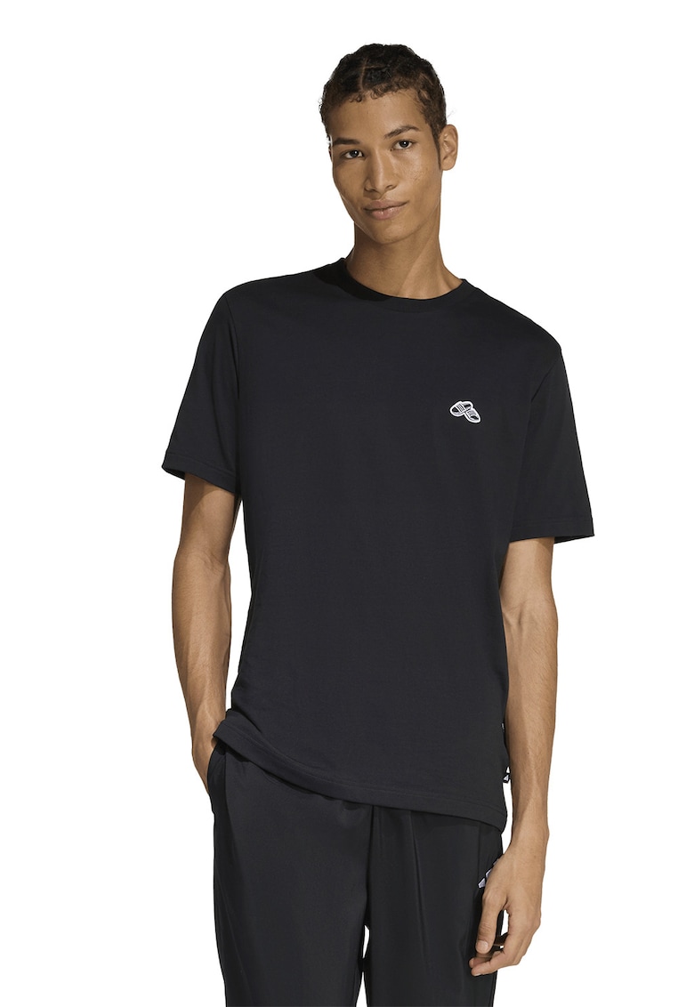 Tricou de bumbac cu detaliu grafic - Negru