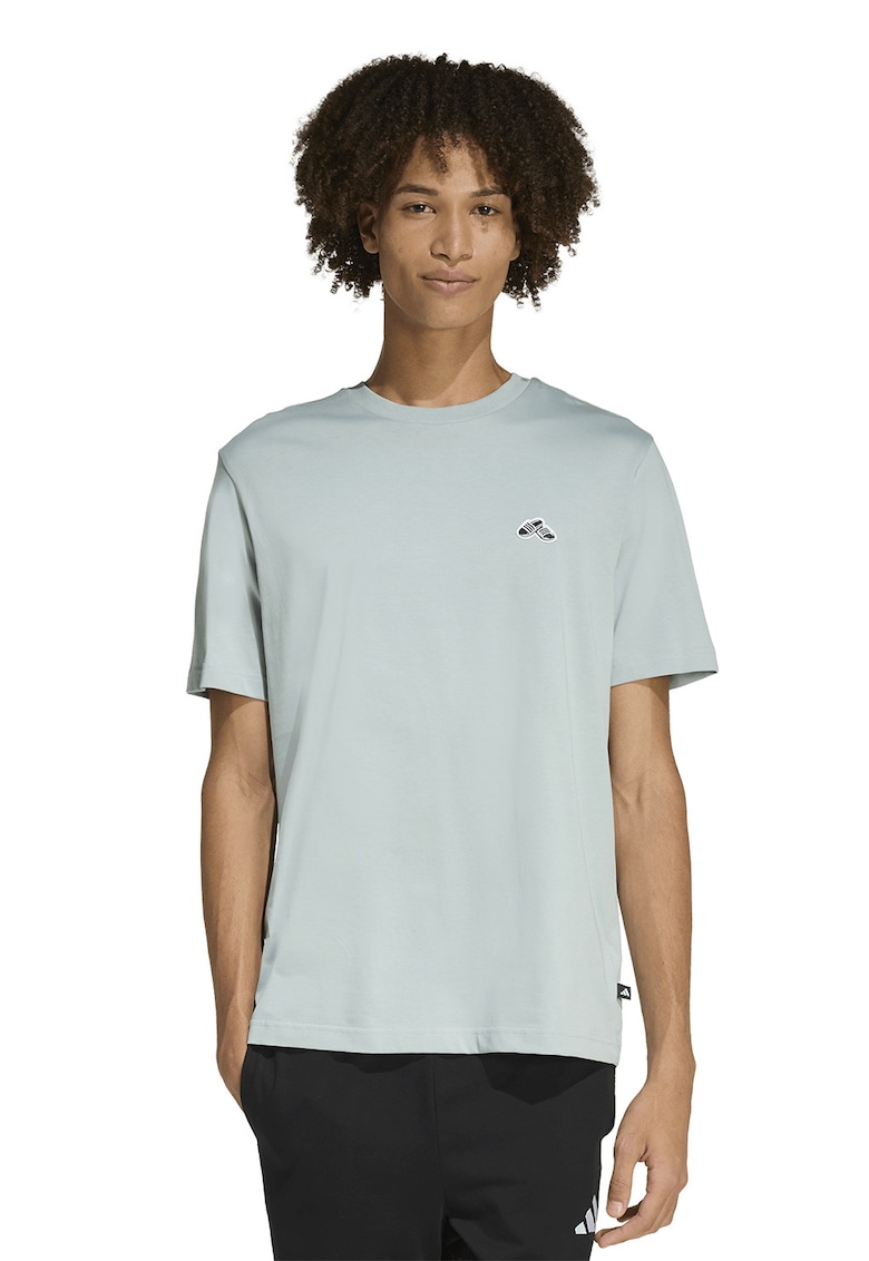 Tricou de bumbac cu detaliu grafic - Gri cenusiu