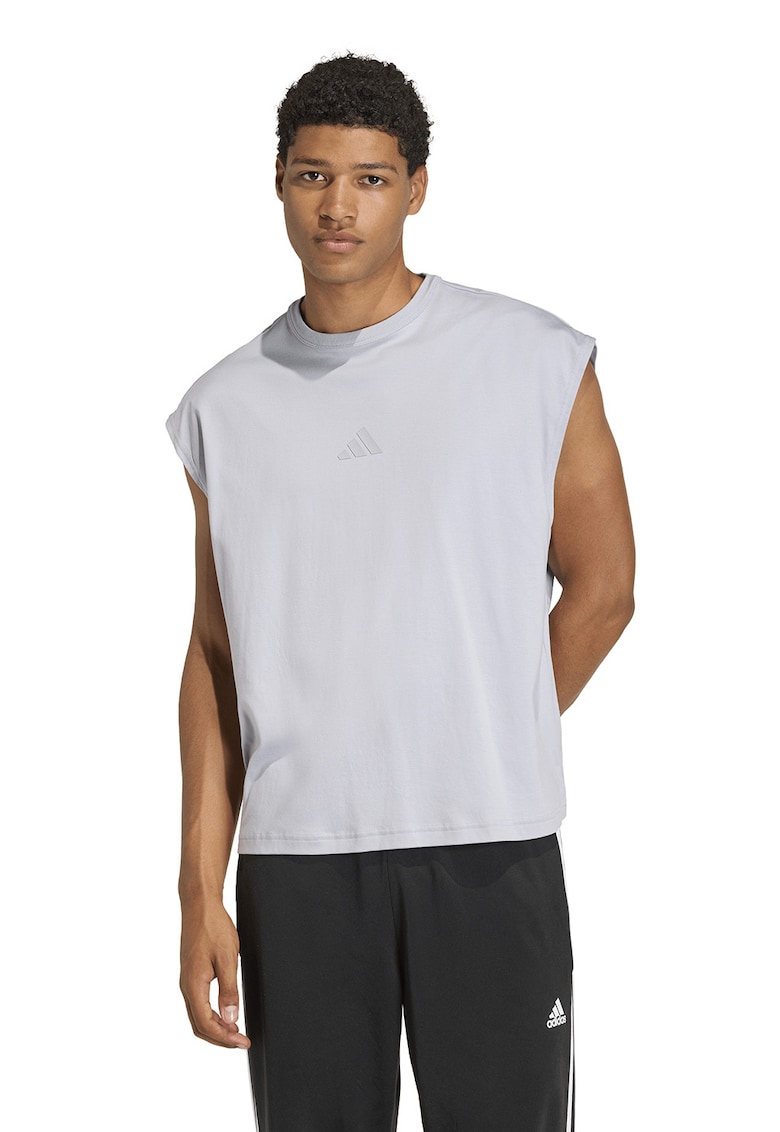 Tricou de bumbac - fara maneci - Argintiu