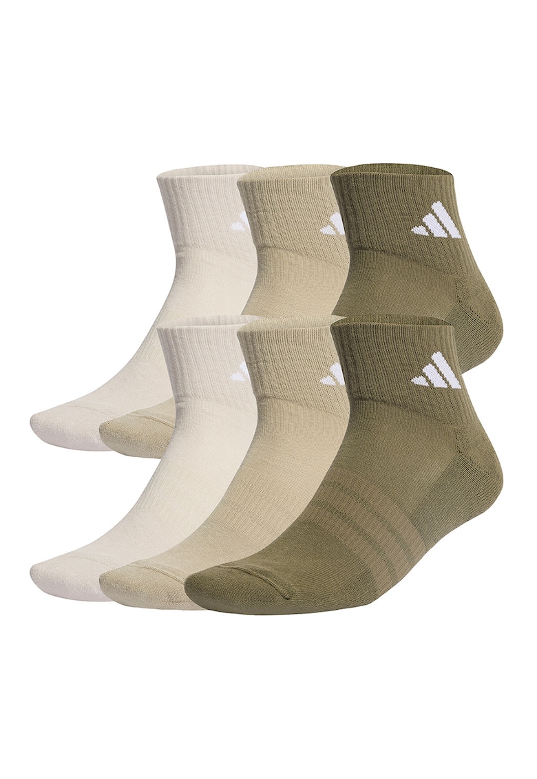 Sosete pana la glezna unisex - 6 perechi - Verde masliniu/Crem