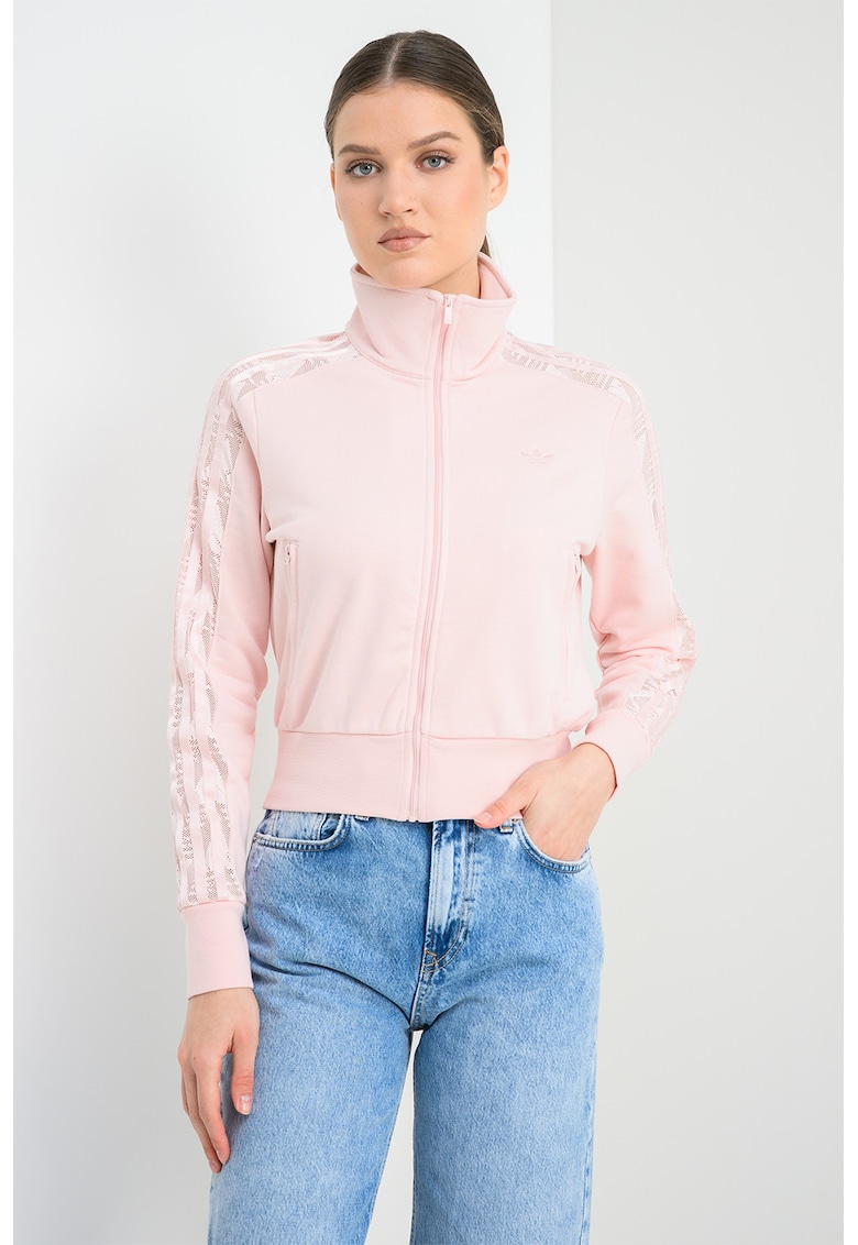 Bluza de trening slim fit cu insertii de dantela Firebird - Roz pastel