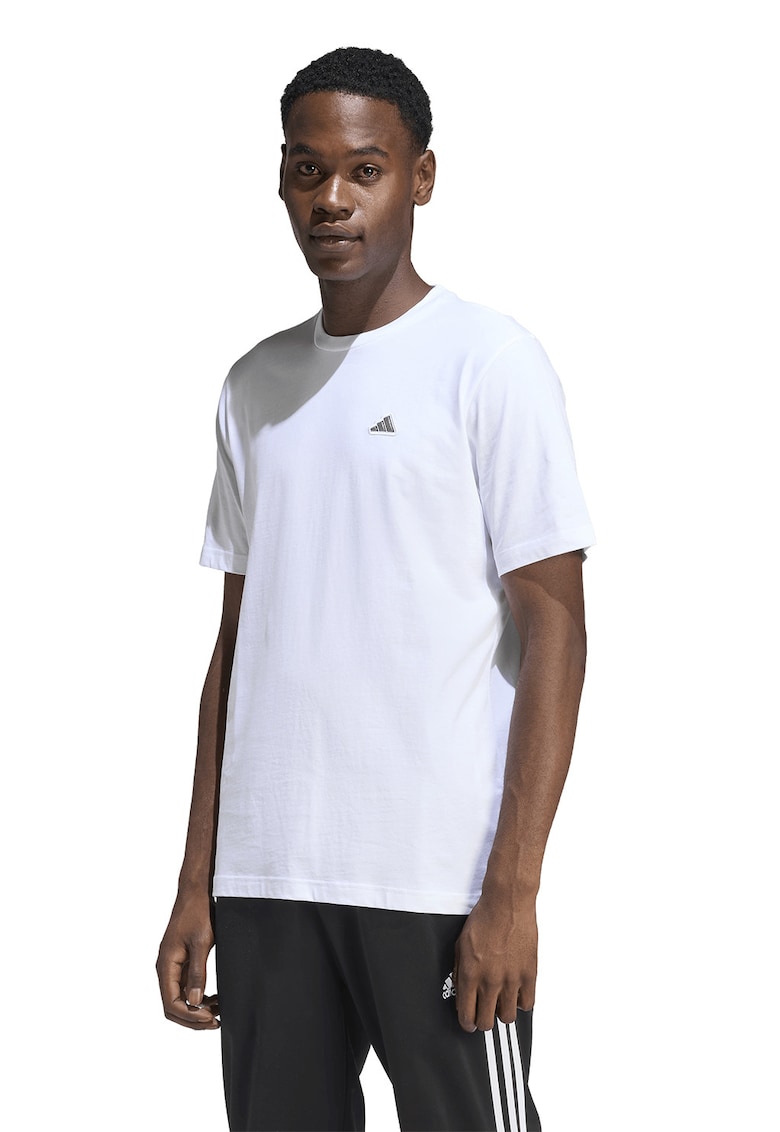 Tricou cu decolteu la baza gatului si logo Icon - Alb