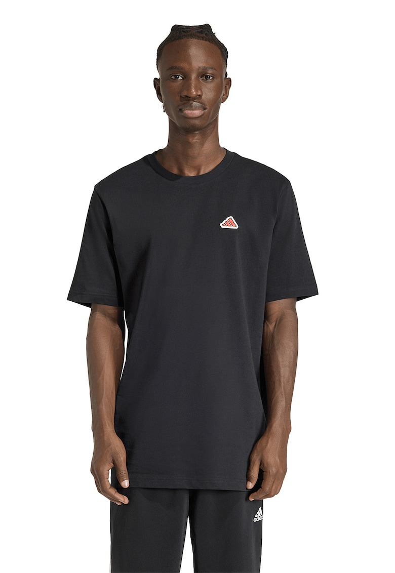 Tricou cu decolteu la baza gatului si logo Icon - Rosu/Negru