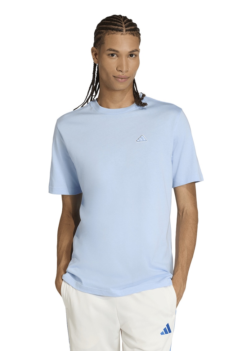 Tricou cu decolteu la baza gatului si logo Icon - Albastru deschis