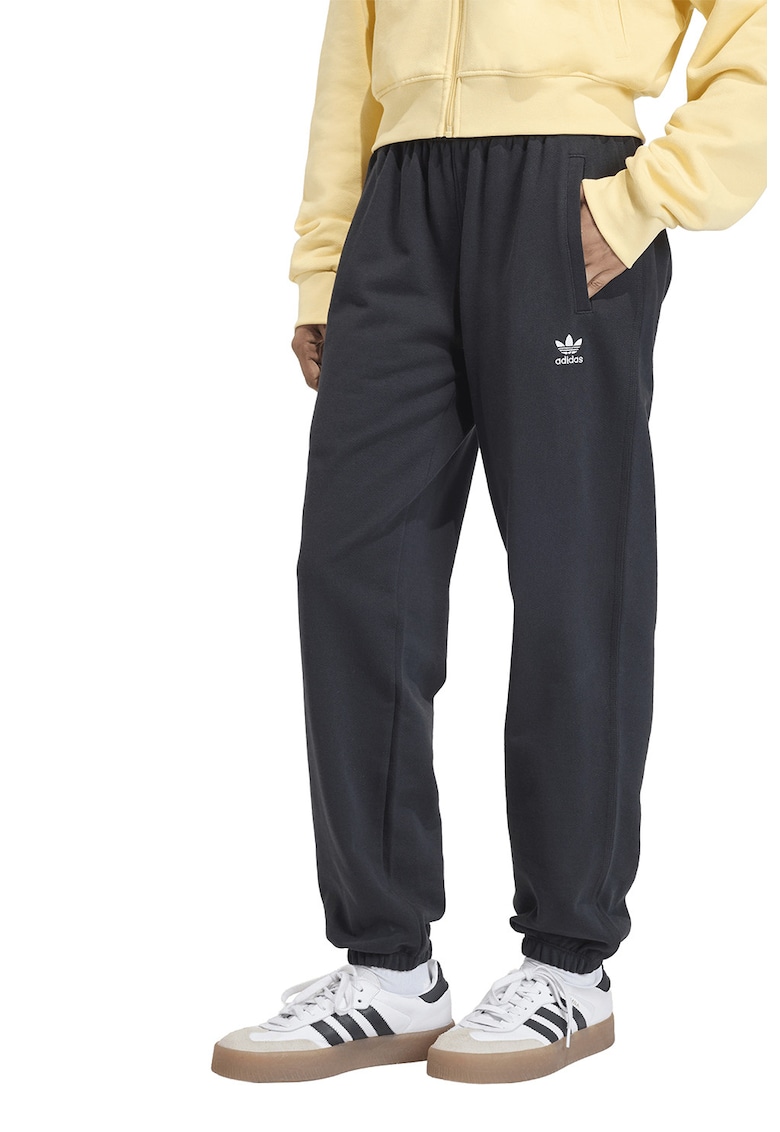 Pantaloni de trening relaxed fit cu buzunare laterale Essentials - Negru