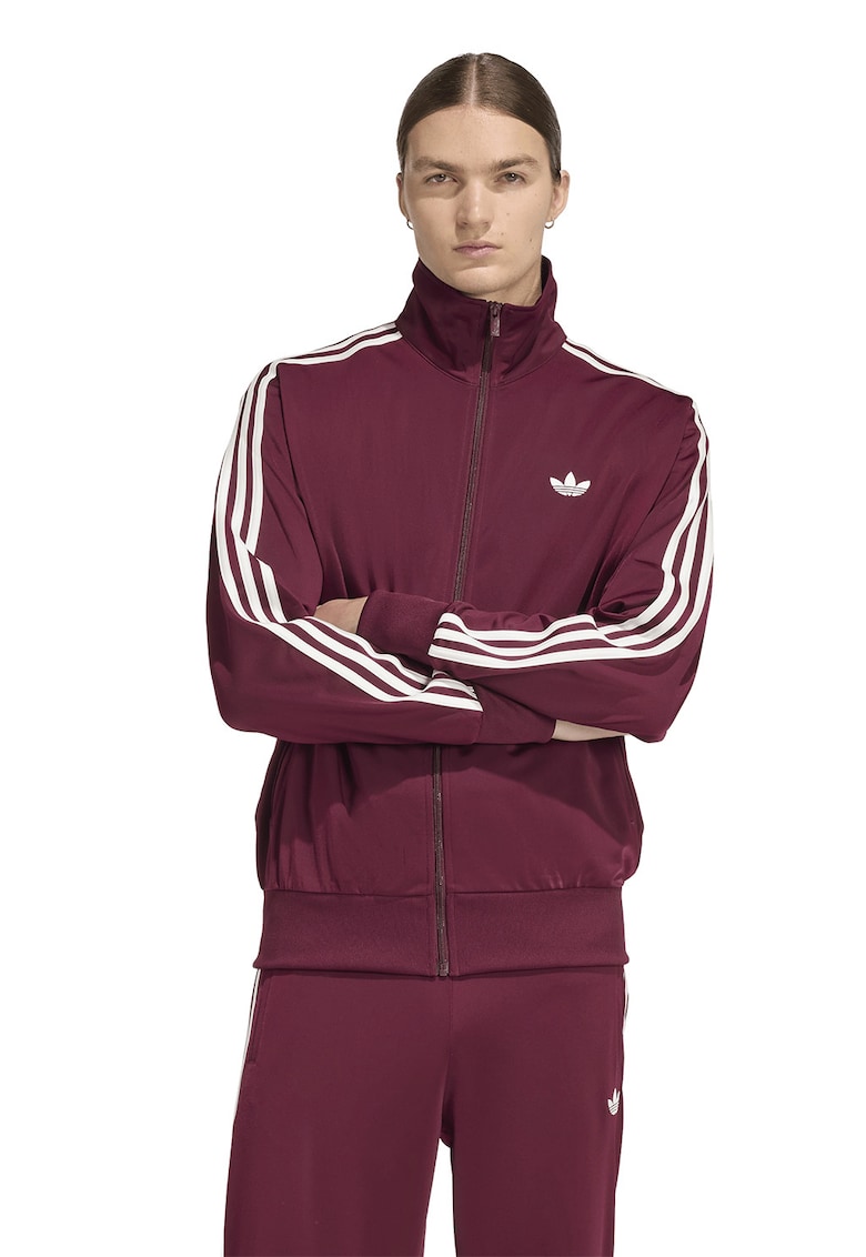 Bluza de trening cu fermoar si guler inalt Firebird - Visiniu/Alb murdar