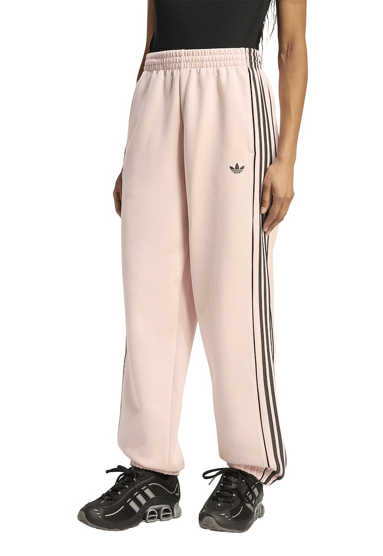Pantaloni sport ampli drepti SST - Negru/Roz pastel