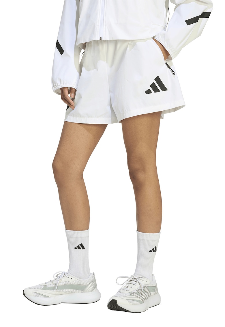 Pantaloni sport scurti cu talie inalta Z.N.E. - Alb/Gri antracit