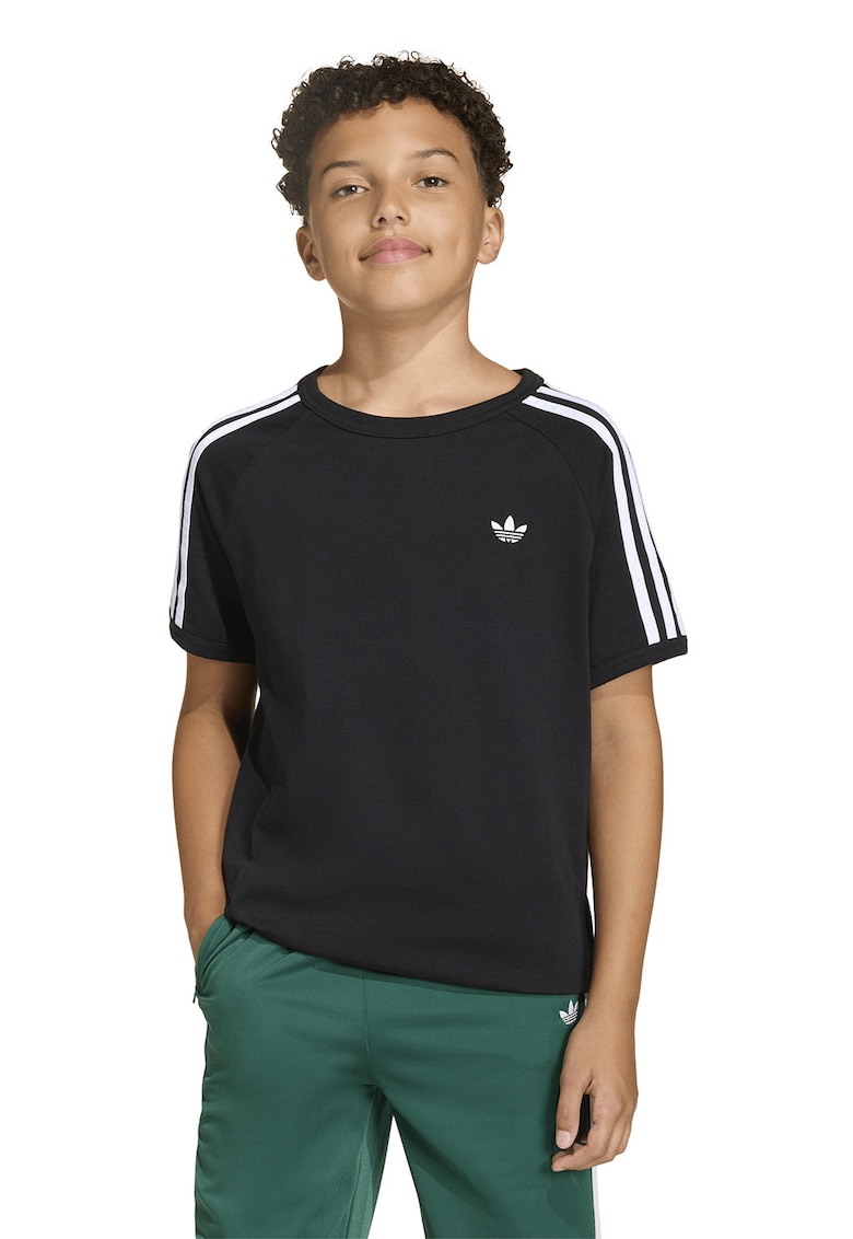 Tricou cu benzi contrastante pe maneci - Alb/Negru