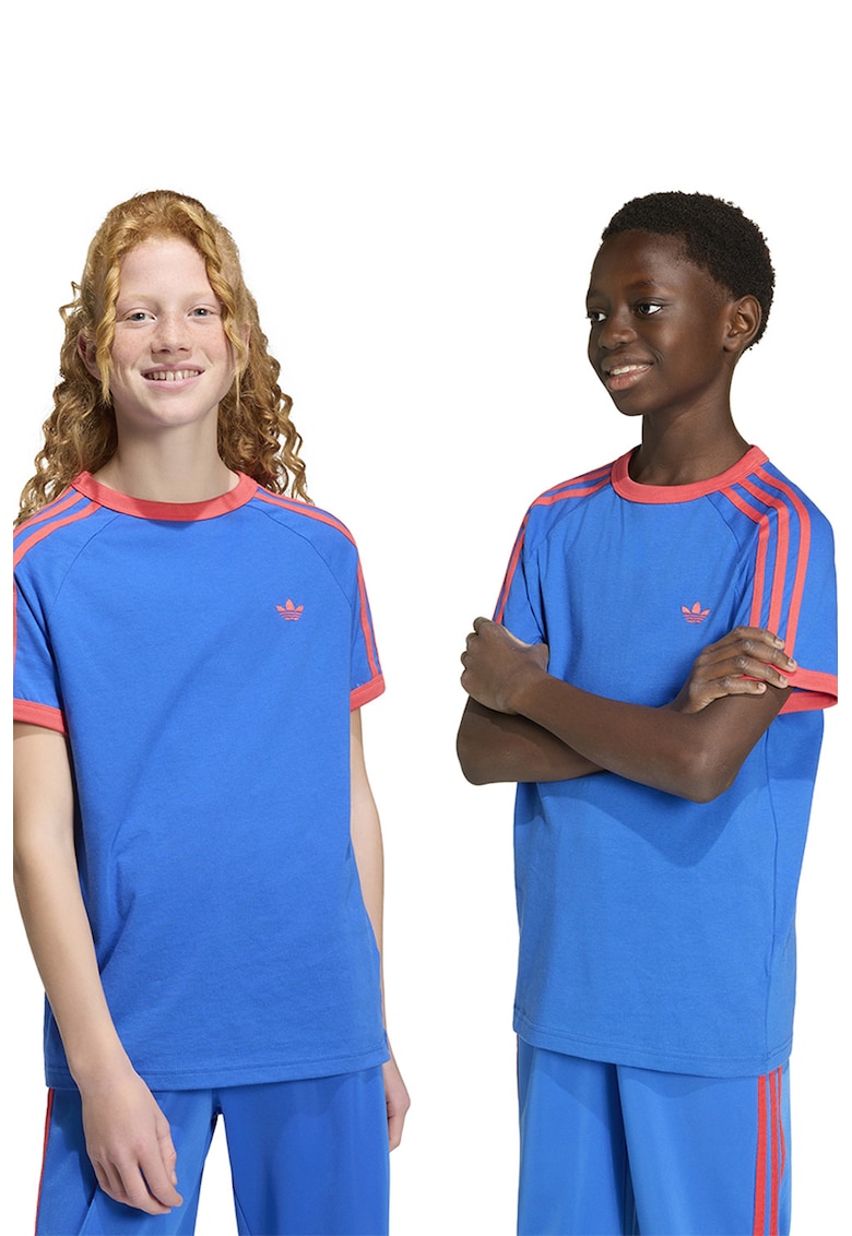 Tricou cu maneci raglan 3Stripe - Coral/Albastru