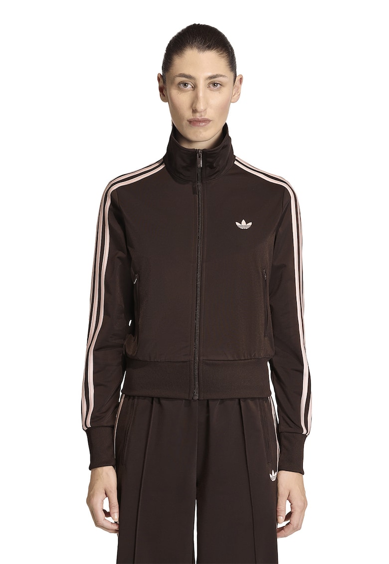 Bluza de trening cu fermoar si logo Classic - Maro inchis/Roz pal