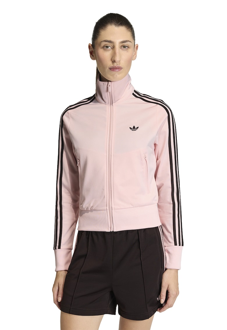 Bluza de trening cu fermoar si logo Classic - Maro inchis/Roz pastel