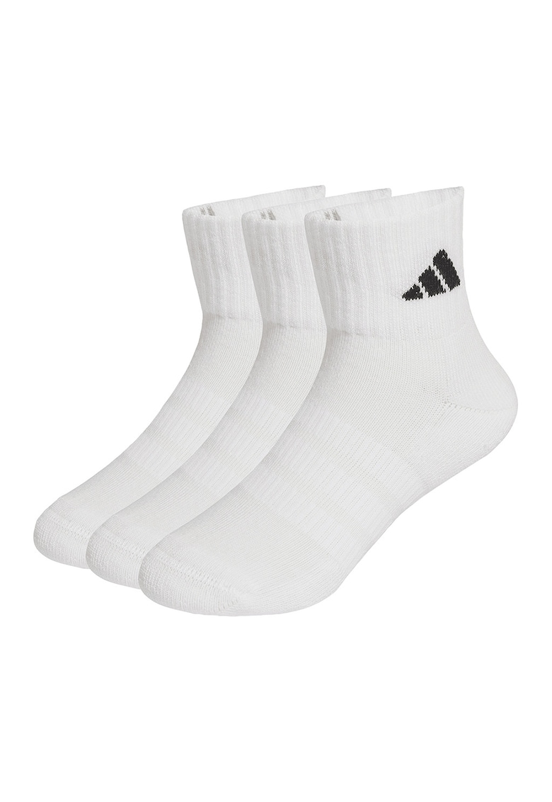 Set de sosete scurte cu talpa dubla - 3 perechi - Alb/Negru
