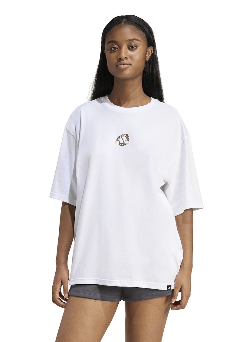 Tricou lejer cu imprimeu pe spate - Alb/Portocaliu deschis/Verde menta