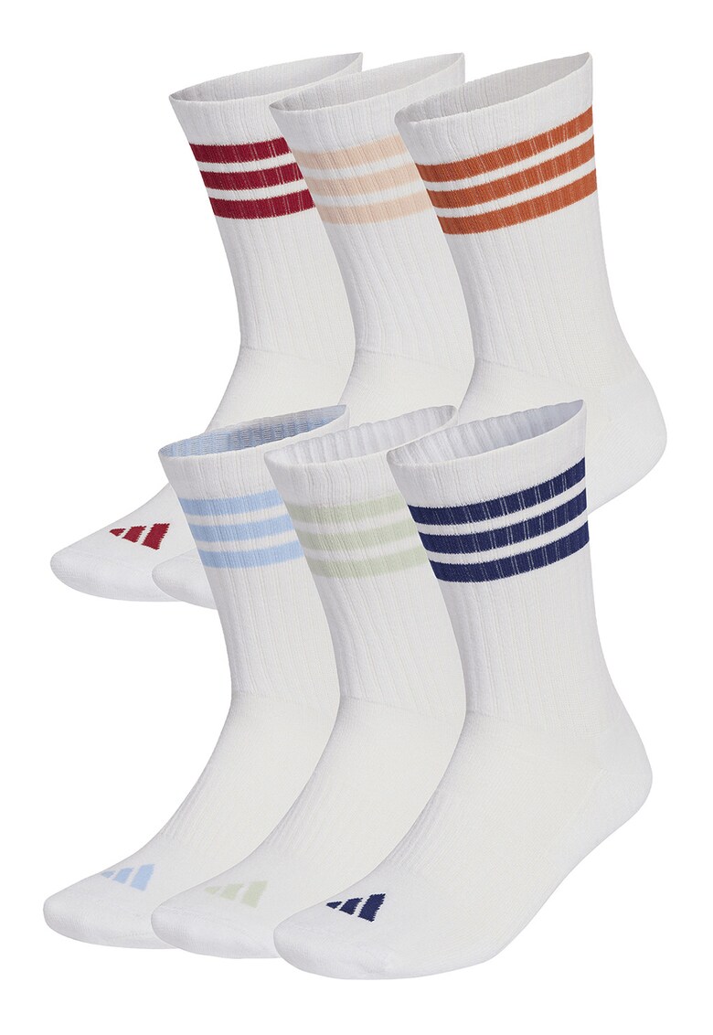 Set de sosete lungi cu talpa dubla si model unisex - 6 perechi - Alb optic