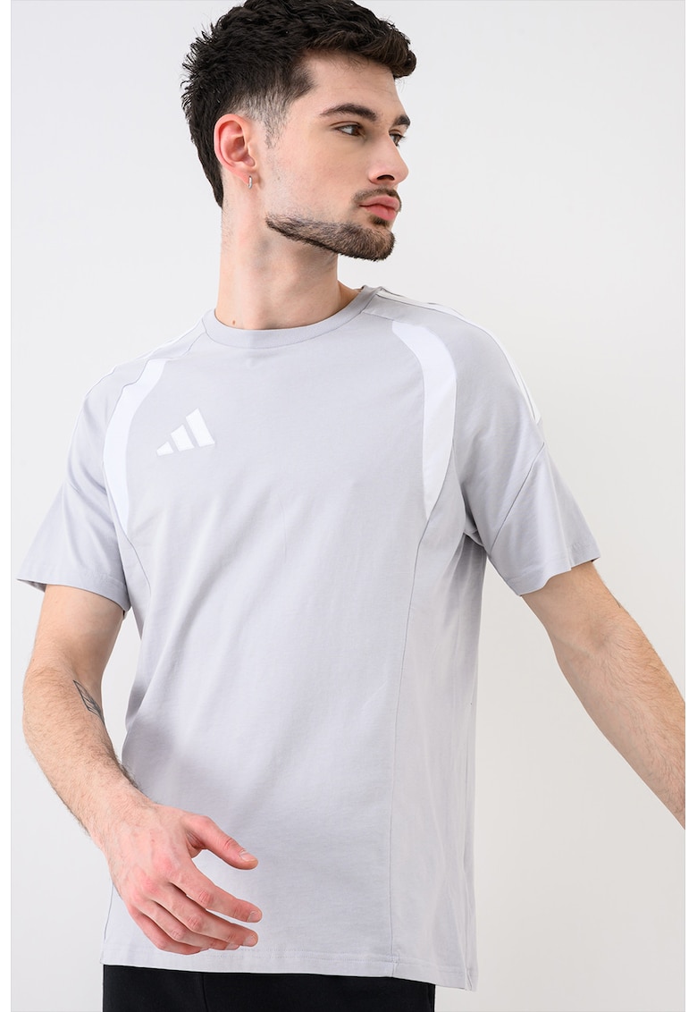 Tricou cu detalii contrastante pentru fotbal Tiro26 League - Alb/Gri marmorat