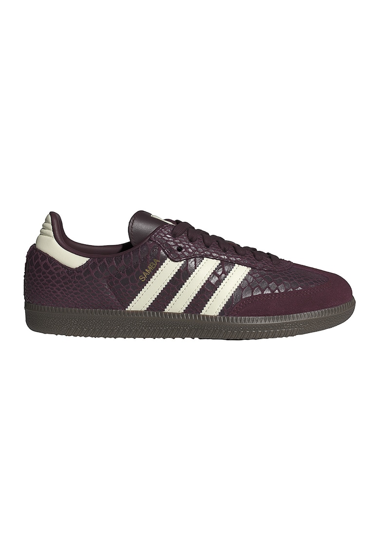 Pantofi sport Samba din piele cu aspect de piele de crocodil - Visiniu/Alb fildes