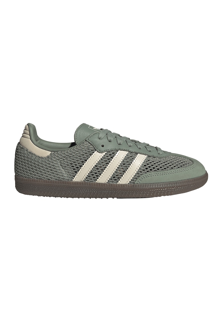 Pantofi sport Samba OG din plasa si piele intoarsa - Alb fildes/Verde inchis
