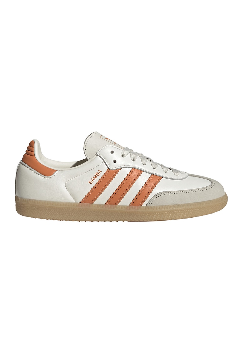 Pantofi sport Samba low-cut din piele - Gri deschis/Portocaliu