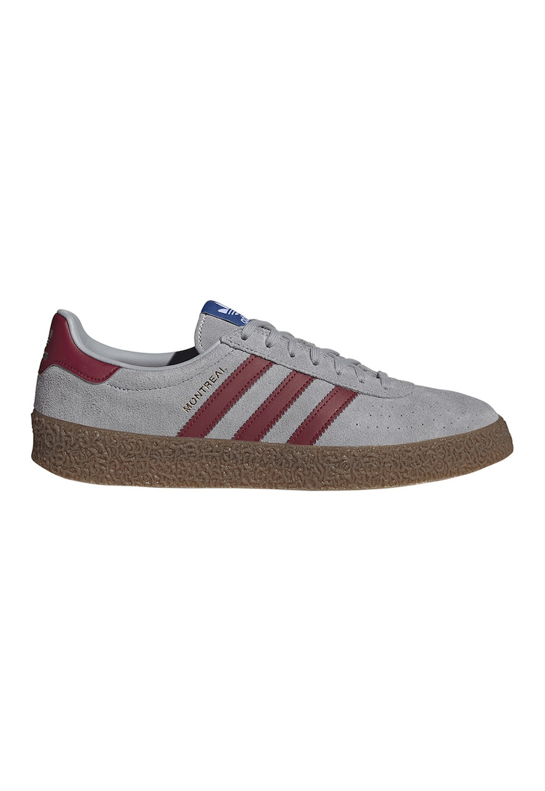 Pantofi sport Montreal de piele intoarsa - Rosu inchis/Gri