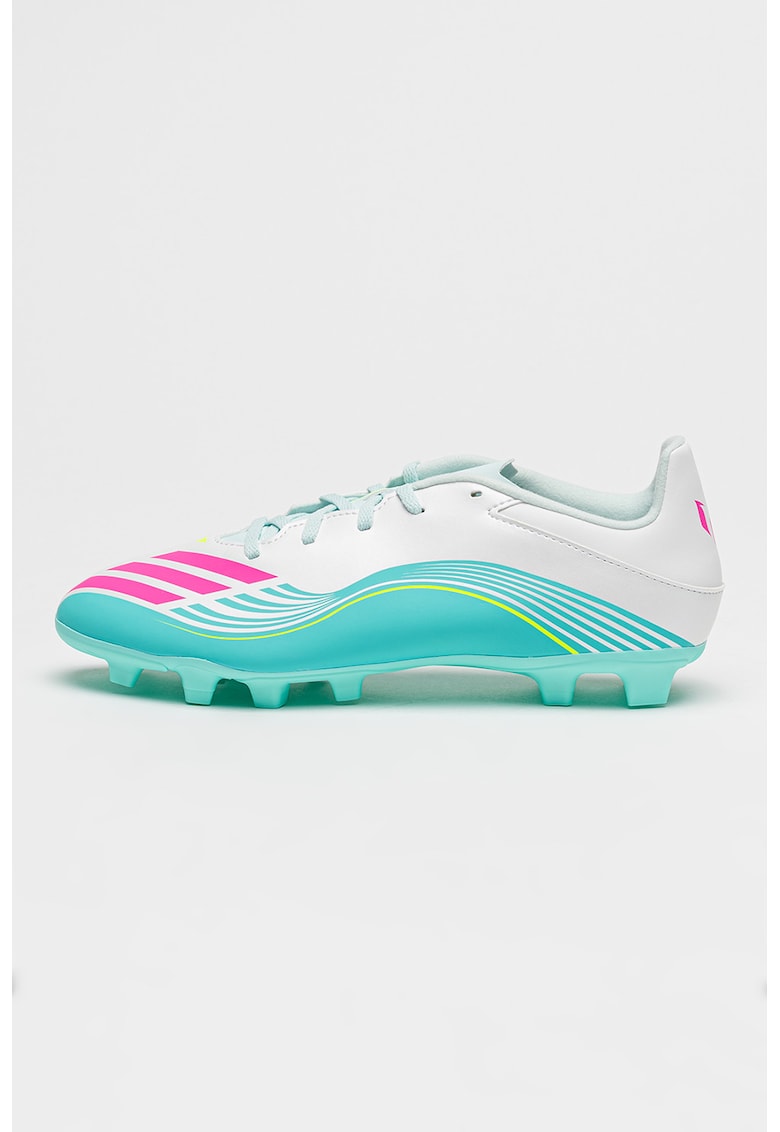 Pantofi cu crampoane F50 MESSI CLUB pentru fotbal - Alb/Turcoaz inchis