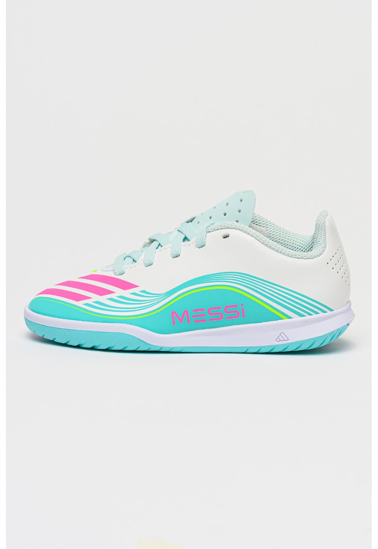 Pantofi F50 Messi Club In J pentru fotbal - Alb/Turcoaz inchis