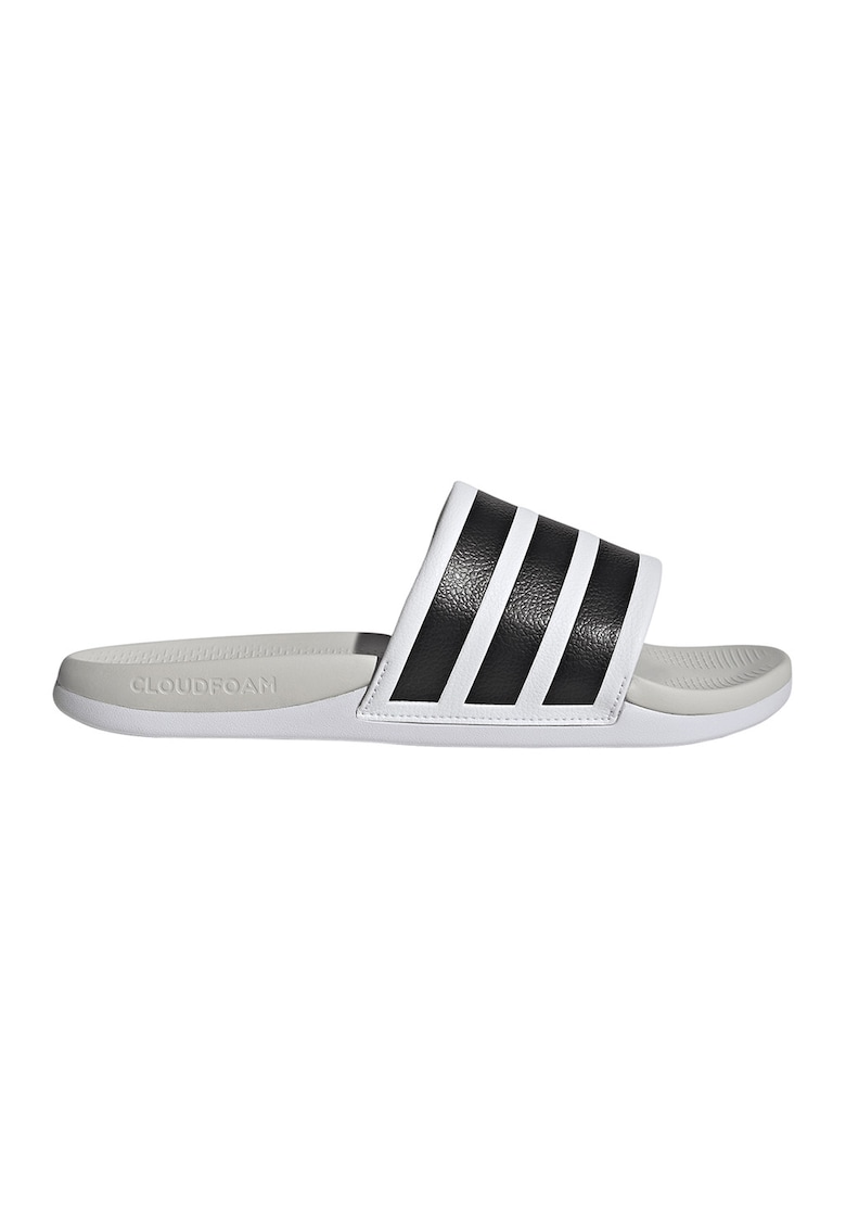 Papuci unisex din piele ecologica Adilette Comfort 2 - Negru/Alb optic