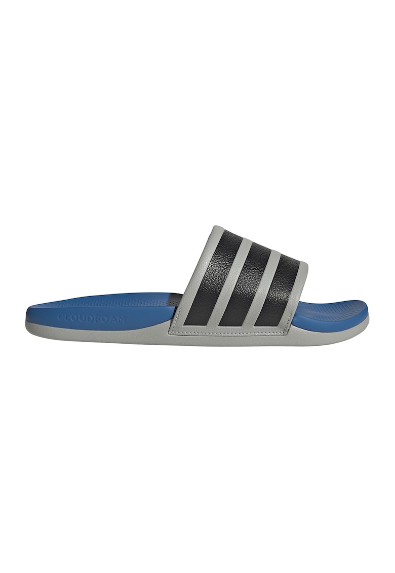 Papuci unisex din piele ecologica Adilette Comfort 2 - Negru/Albastru/Gri