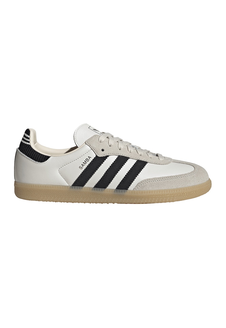 Pantofi sport din piele cu insertii din piele intoarsa Samba - Alb/Negru