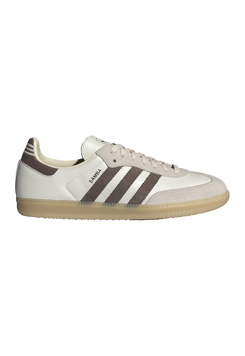 Pantofi sport Samba din piele cu insertii din piele intoarsa - Alb/Maro