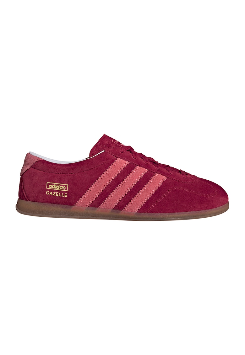 Pantofi sport Gazelle low-cut din piele intoarsa cu logo - Rosu/Roz