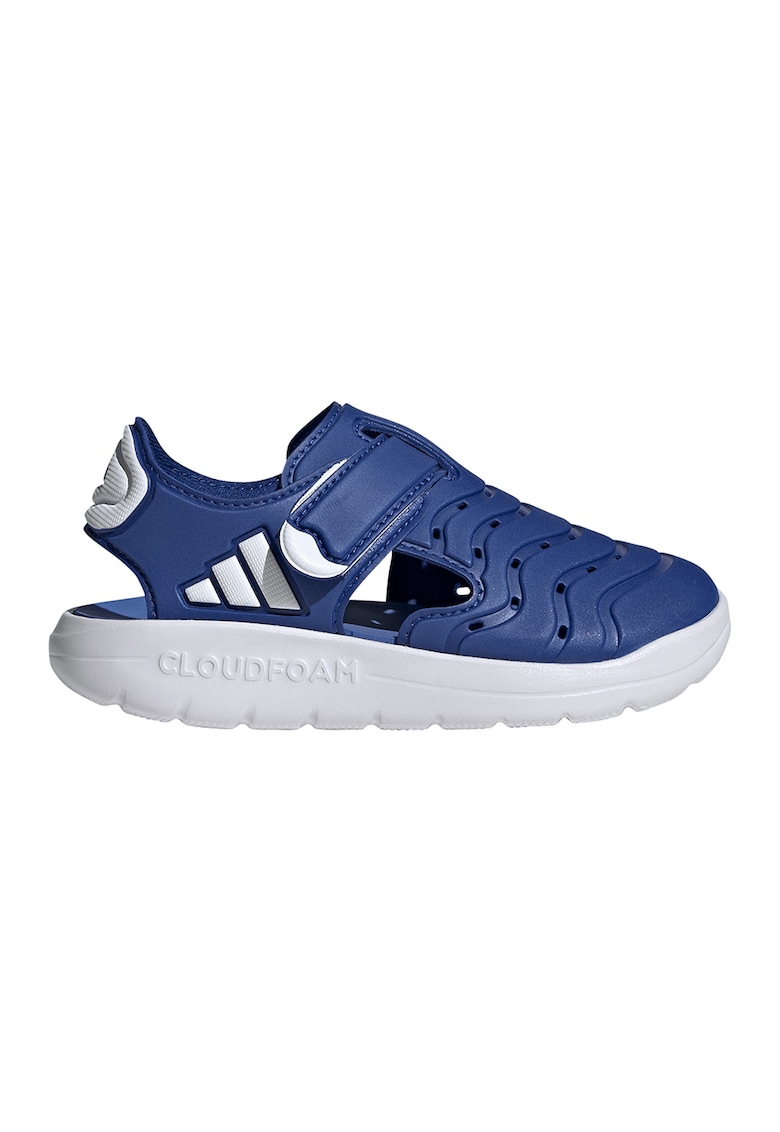 Sandale din piele ecologica cu velcro - Alb/Albastru