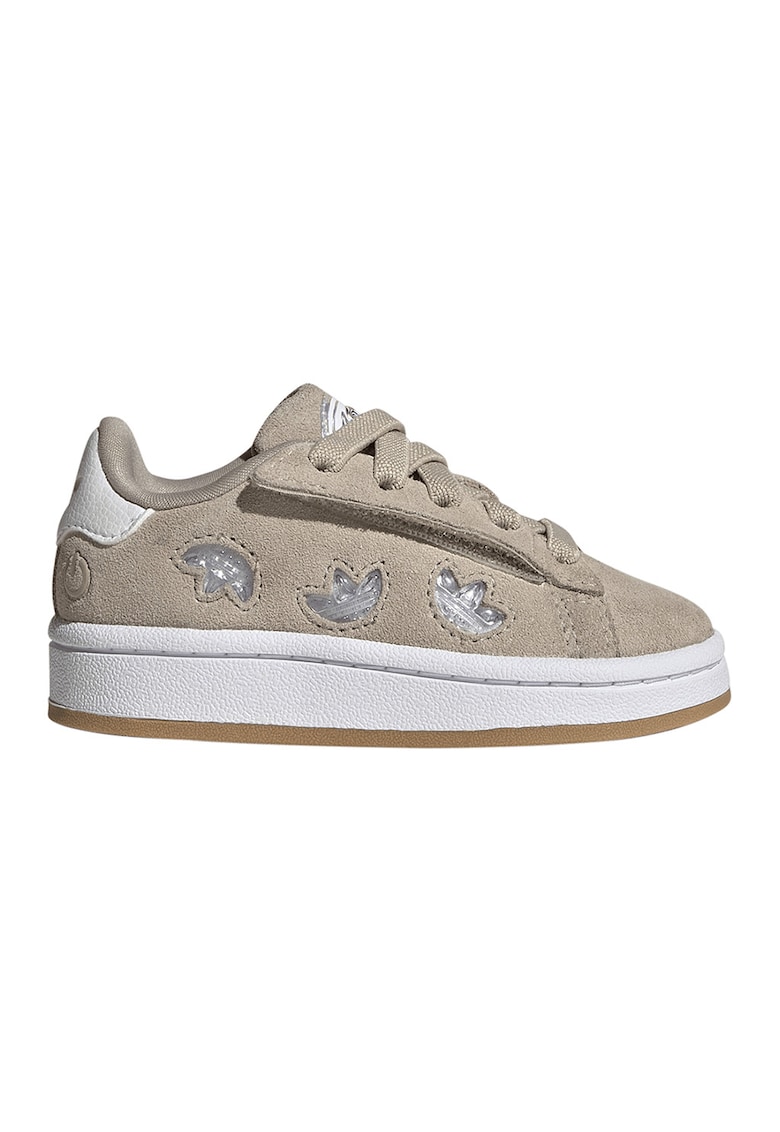 Pantofi sport low-cut din piele intoarsa Campus - Gri deschis/Maro nisip