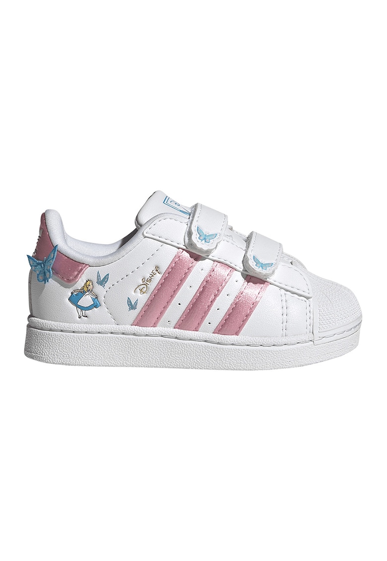 Pantofi sport Superstar II din piele ecologica cu imprimeu desene animate - Alb/Roz prafuit