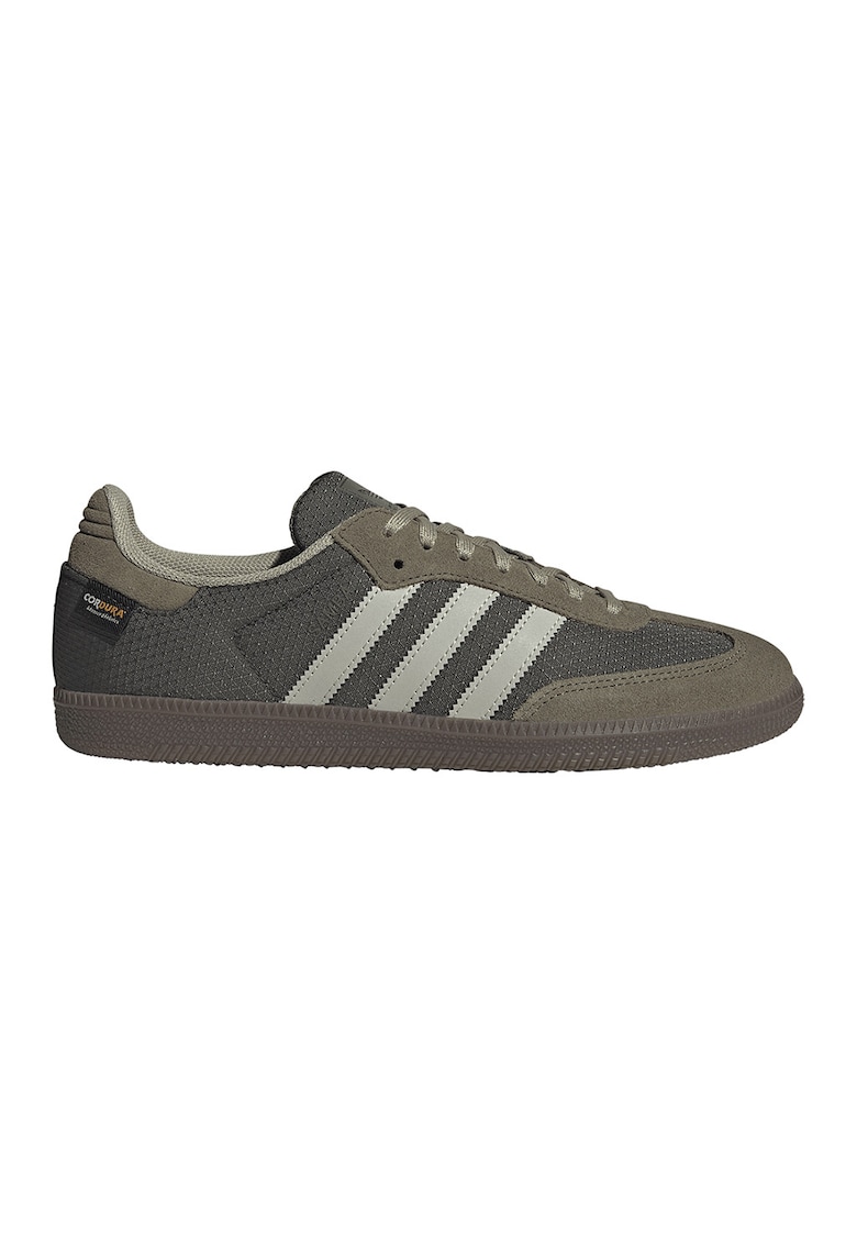 Pantofi sport Samba din material textil cu garnituri din piele intoarsa - Kaki inchis