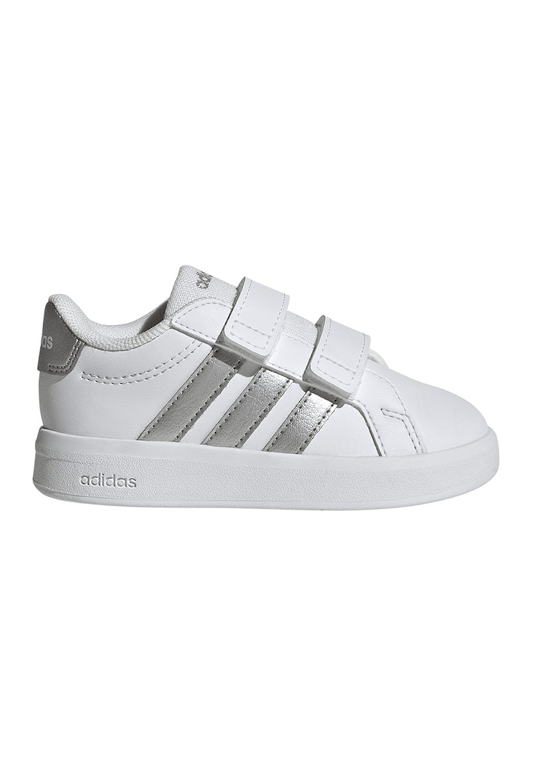 Pantofi sport Grand Court 3.0 de piele ecologica cu benzi velcro - Alb/Argintiu