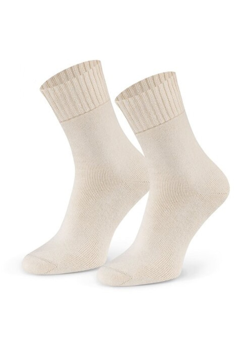 Sosete flausate bumbac 100% in culoare naturala S199 - Ecru