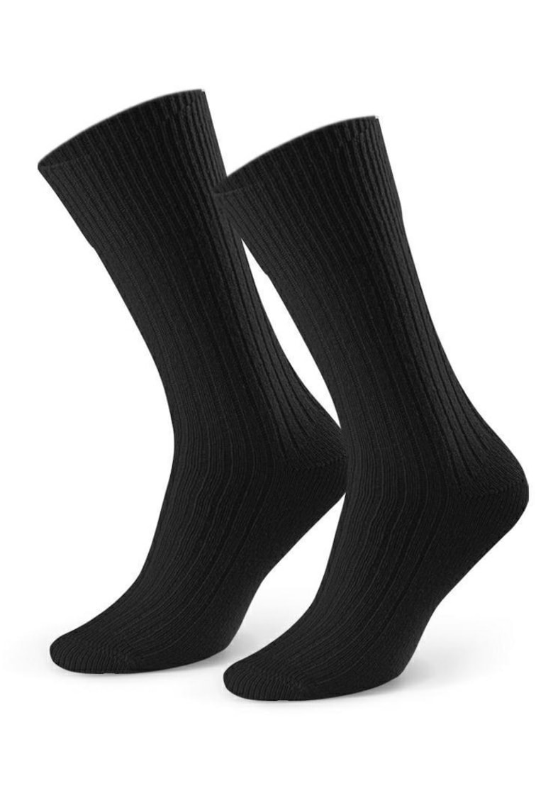 Sosete lana raiate de femei S093 - Negru