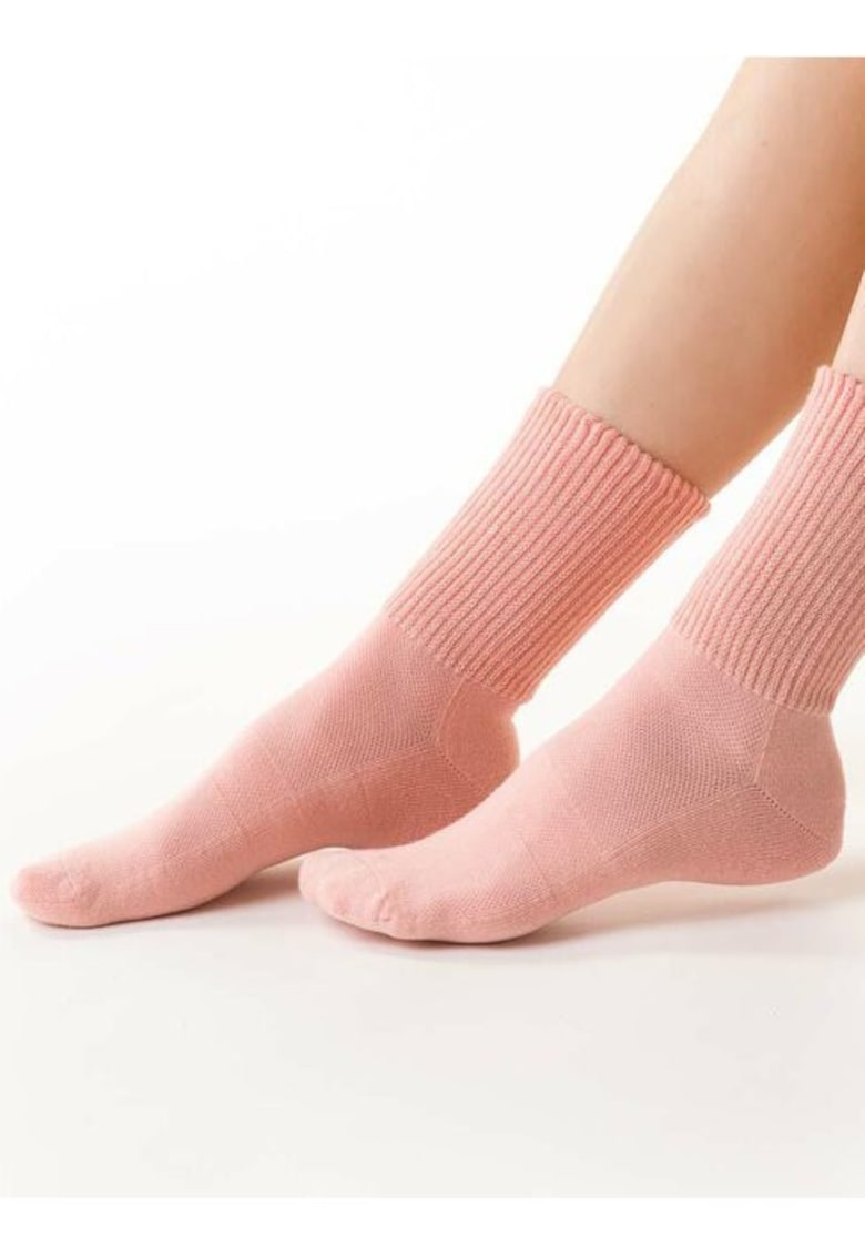 Sosete sport cu talpa flausata S127 - Roz pal