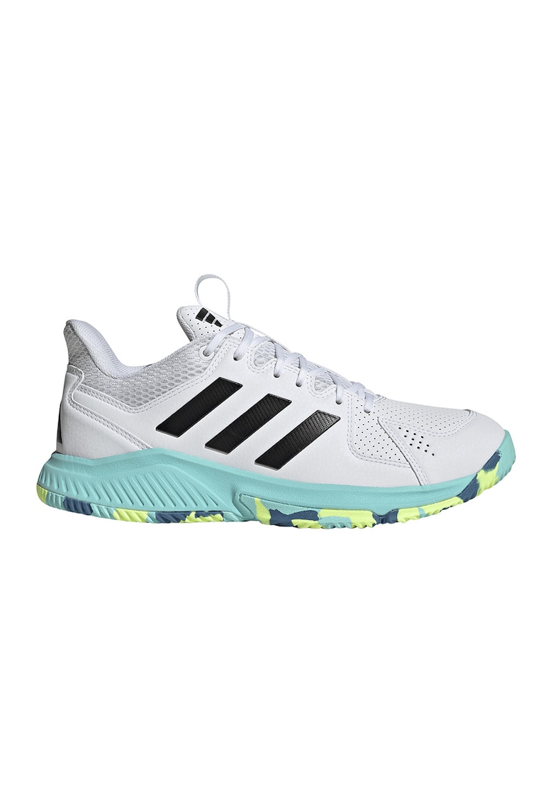 Pantofi pentru sporturi de interior Court Flight - Negru/Turcoaz/Alb murdar - adidas Performance - imagine 1