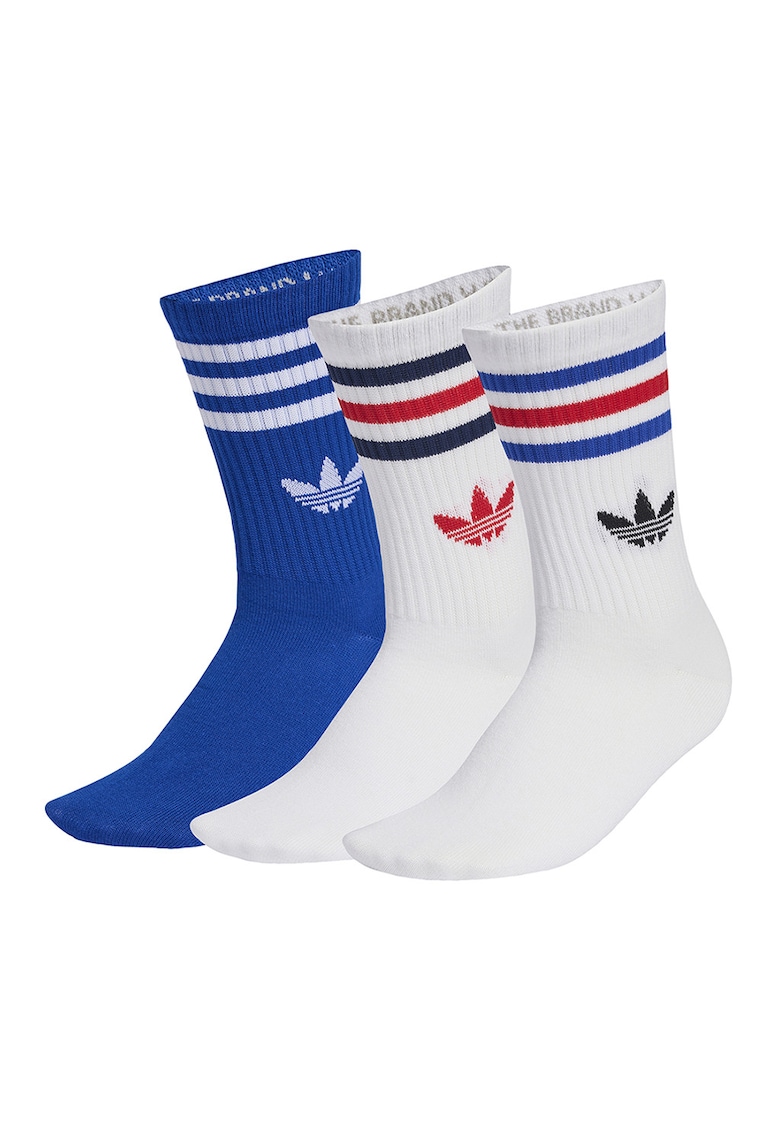 Set de sosete lungi unisex cu detaliu logo - 3 perechi - Rosu/Alb/Albastru
