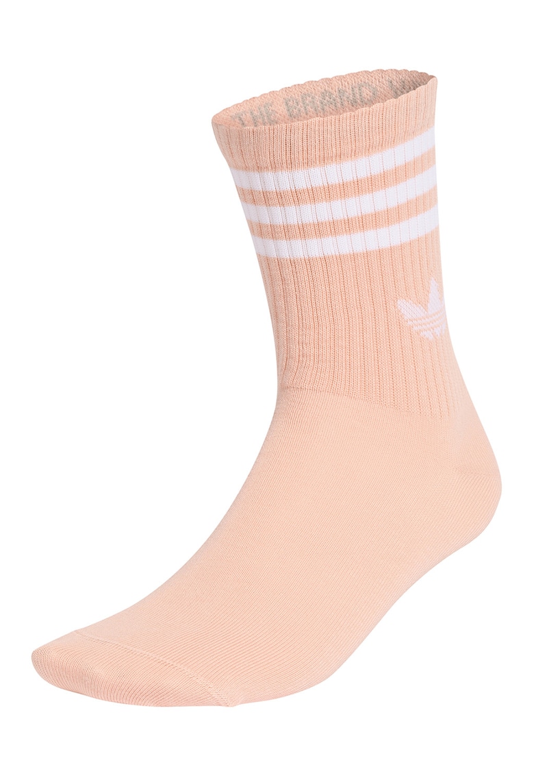 Set de sosete lungi unisex cu detaliu logo - 3 perechi - Alb/Roz somon