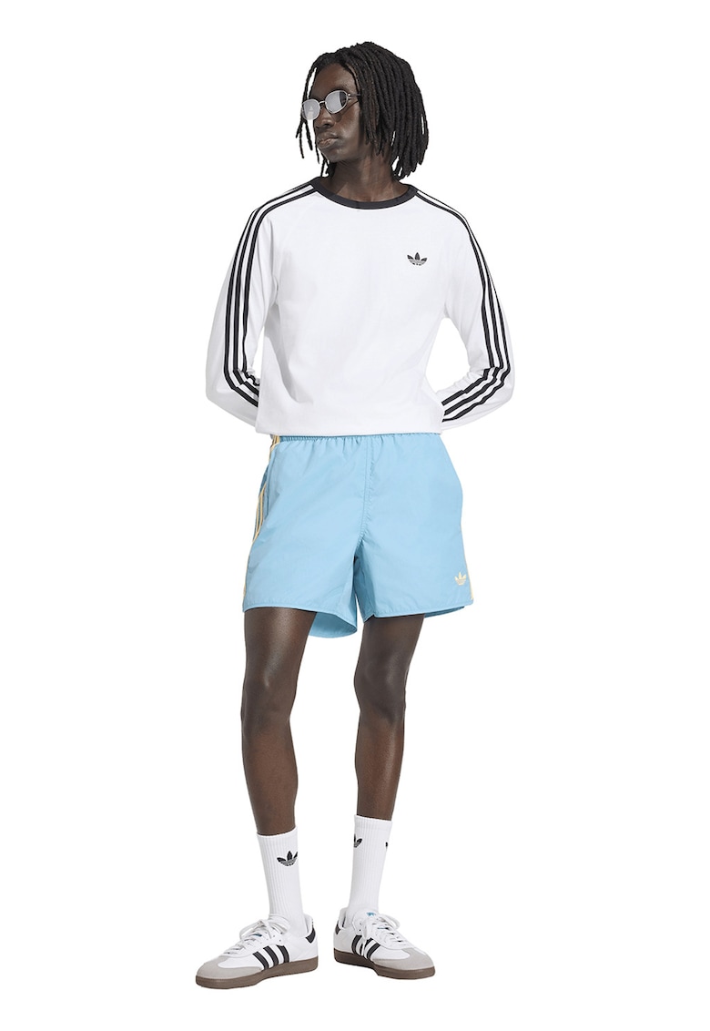 Pantaloni scurti cu logo si buzunare laterale Sprinter - Galben pai/Albastru glaciar