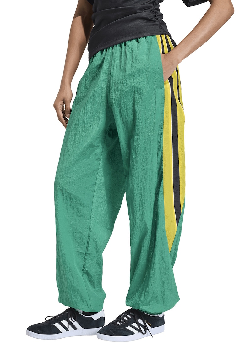 Pantaloni relaxed fit cu logo lateral Santiago - Verde/Negru/Galben
