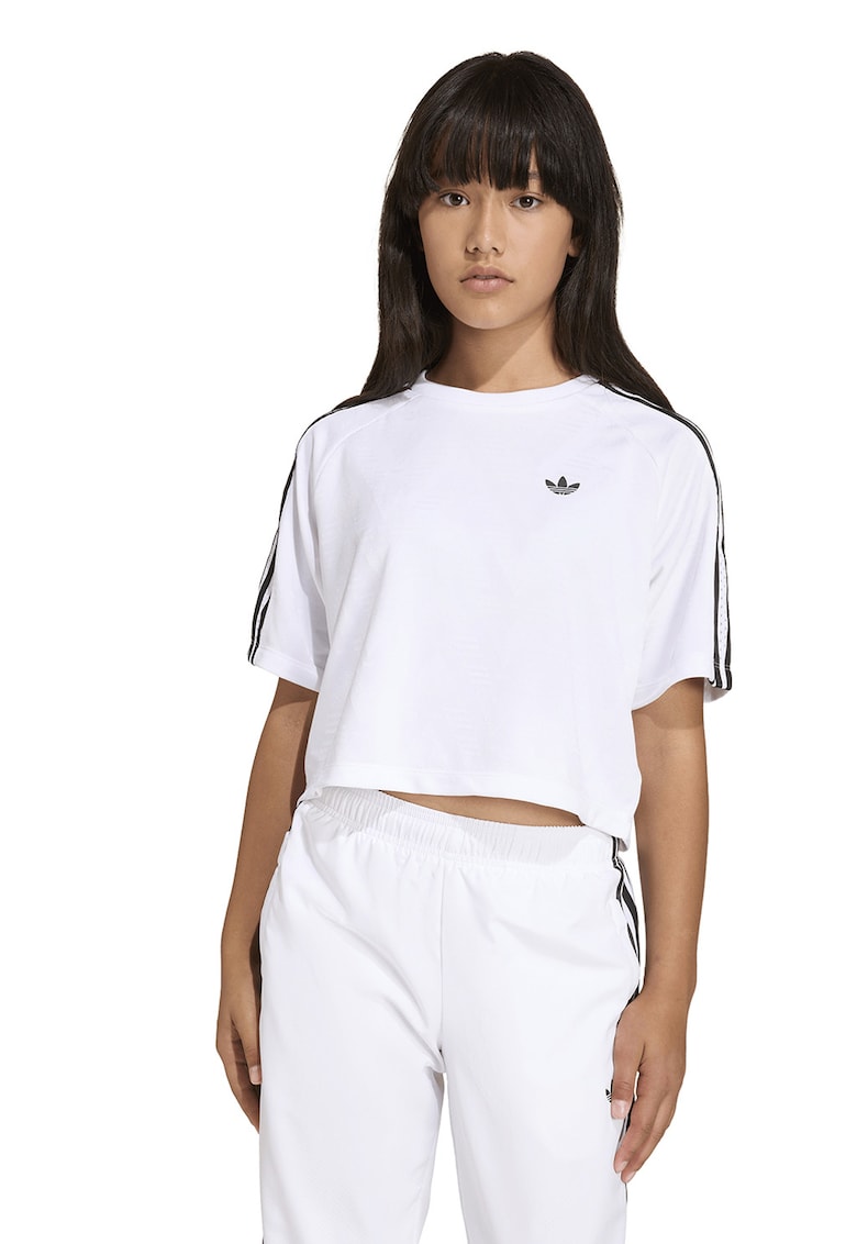 Tricou crop cu logo - Alb/Negru