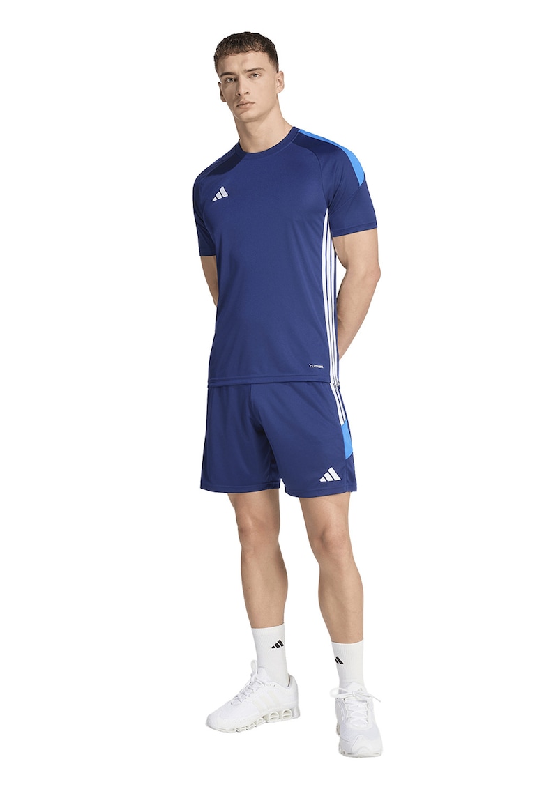Tricou cu decolteu rotund pentru fotbal Tiro Essentials - Alb/Albastru inchis/Albastru deschis